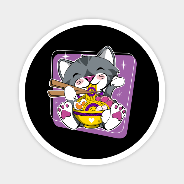 Cat Eating Ramen Intersex Pride Magnet by CuddleswithCatsArt